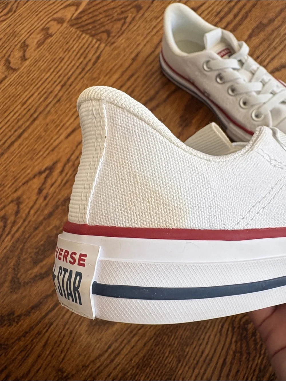 Converse Kids White Canvas Low-Top Sneakers with Red Stripe